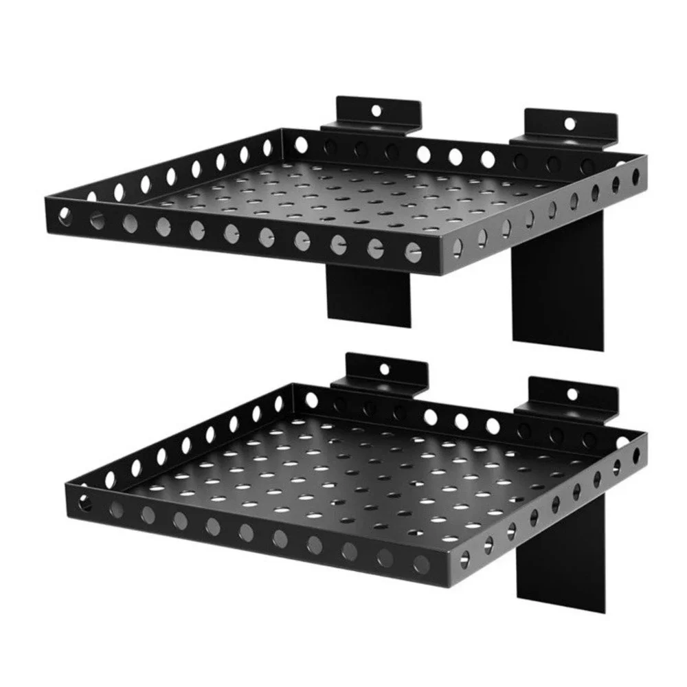 2‎ Pcs Slat Wall Shelves, Heavy Duty Metal Slatwall Garage 10x12 White
